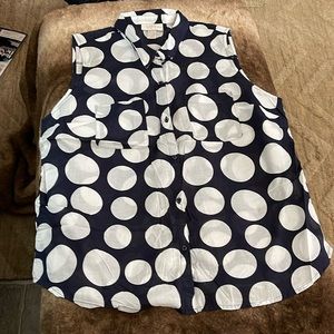 NWOT LOFT Size LP Blue w/White Polka Dot Button Up Top. Never worn